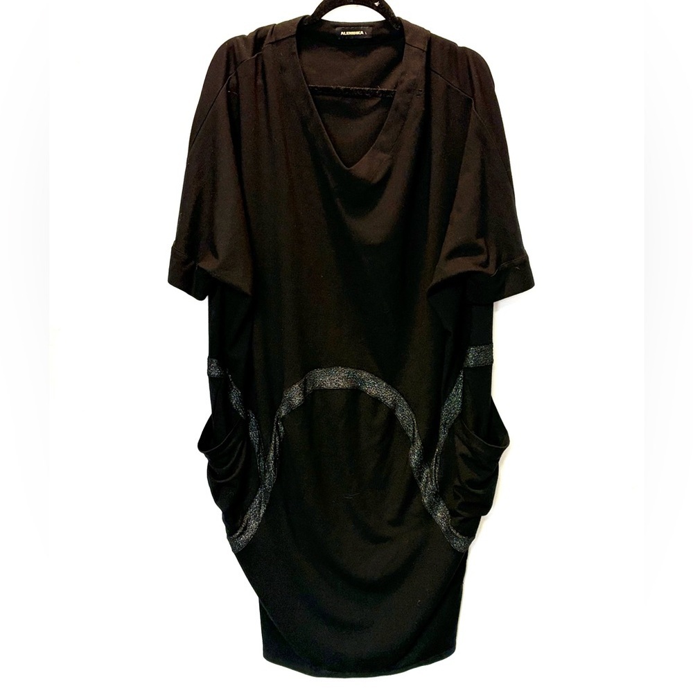 Alembika Dress Black with Shimmer Women’s SzL Artsy Goth Vintage